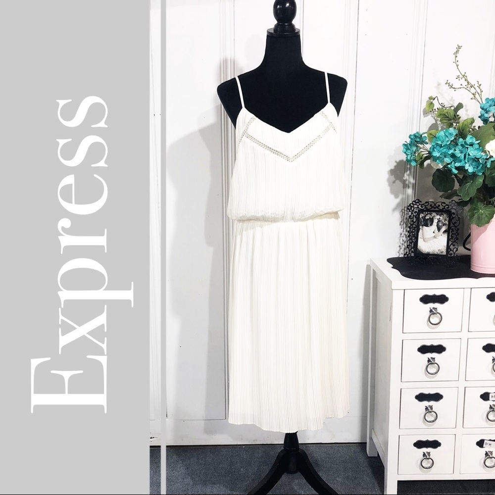 Express White Pleated Cami Dress - Picture 2 of 7